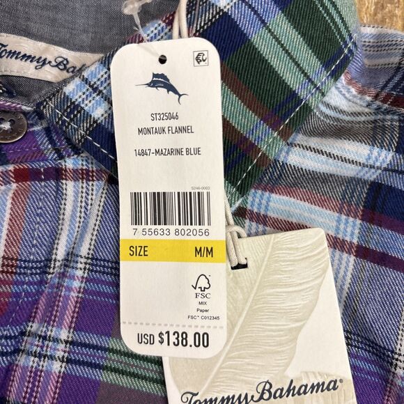 Tommy Bahama Flannel Shirt Montauk Mens Medium New NWT - Picture 7 of 10